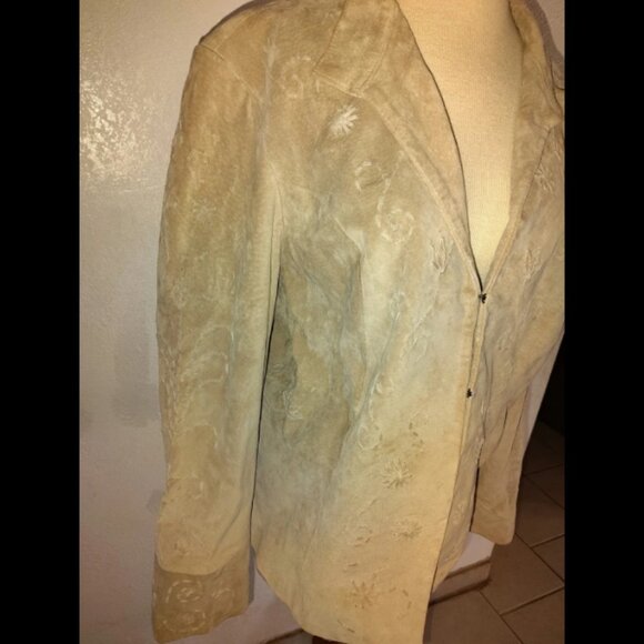 Coldwater Creek 100% Leather Jacket XL Women's Hook & Eye Woven Pattern RN 95816 - Picture 3 of 11